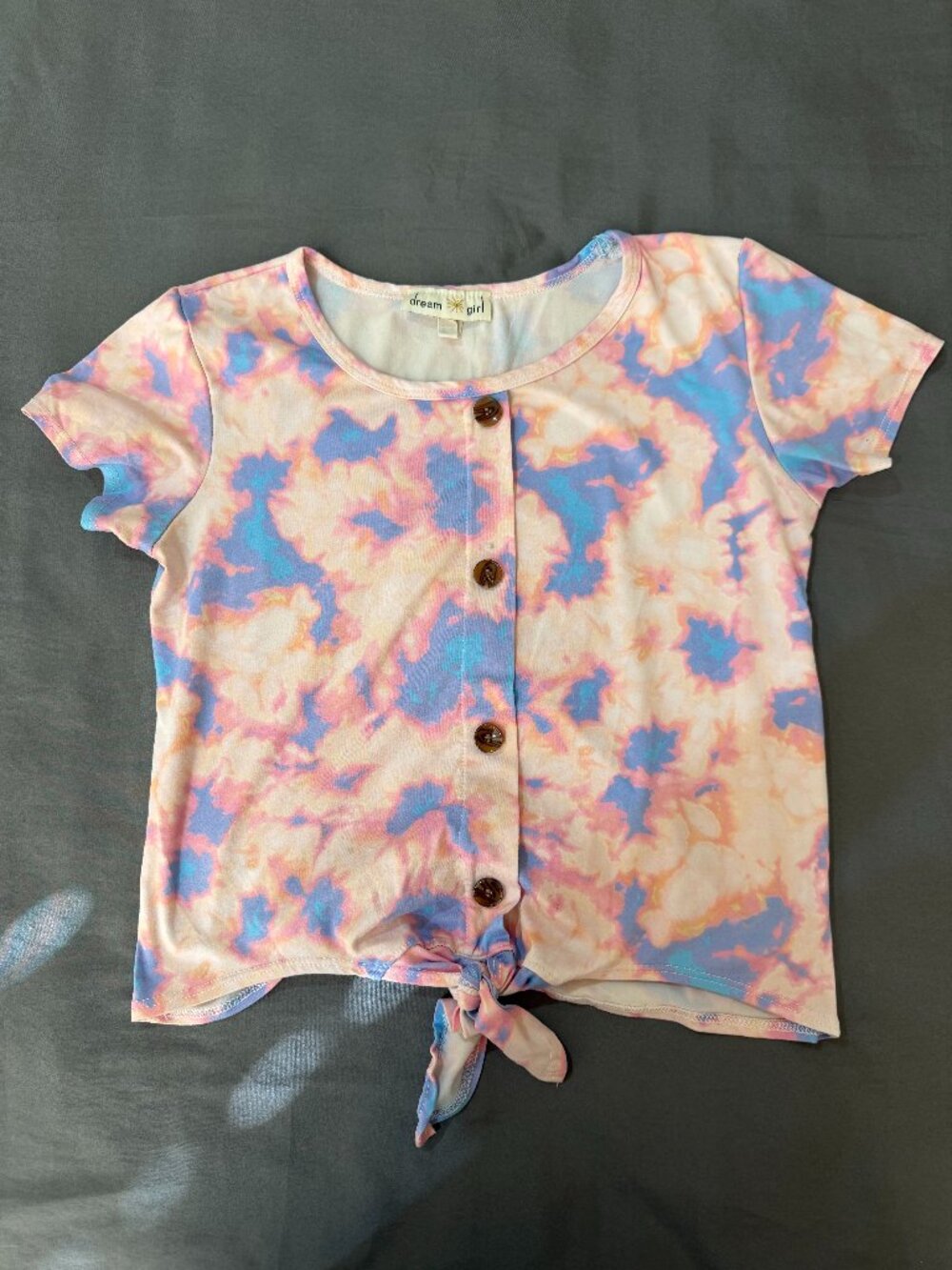 Dream Girl Tie-Dye Front Tie Top – Size L (14/16)